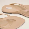 Beige Lamb Leather Pointed Toe Flip Flops