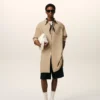 Beige New Wool Ami De Coeur Wide Shirt Dress Beige New Wool Ami De Coeur Wide Shirt Dress