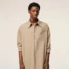 Beige New Wool Ami De Coeur Wide Shirt Dress Beige New Wool Ami De Coeur Wide Shirt Dress