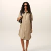 Beige New Wool Ami De Coeur Wide Shirt Dress Beige New Wool Ami De Coeur Wide Shirt Dress