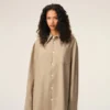 Beige New Wool Ami De Coeur Wide Shirt Dress Beige New Wool Ami De Coeur Wide Shirt Dress