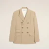 Beige New Wool Double Breasted Straight Jacket Beige New Wool Double Breasted Straight Jacket