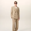 Beige New Wool Double Breasted Straight Jacket Beige New Wool Double Breasted Straight Jacket