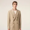 Beige New Wool Double Breasted Straight Jacket Beige New Wool Double Breasted Straight Jacket