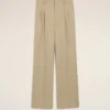 Beige New Wool Low Waist Wide Trousers