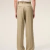 Beige New Wool Low Waist Wide Trousers
