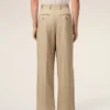 Beige New Wool Low Waist Wide Trousers