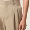 Beige New Wool Low Waist Wide Trousers
