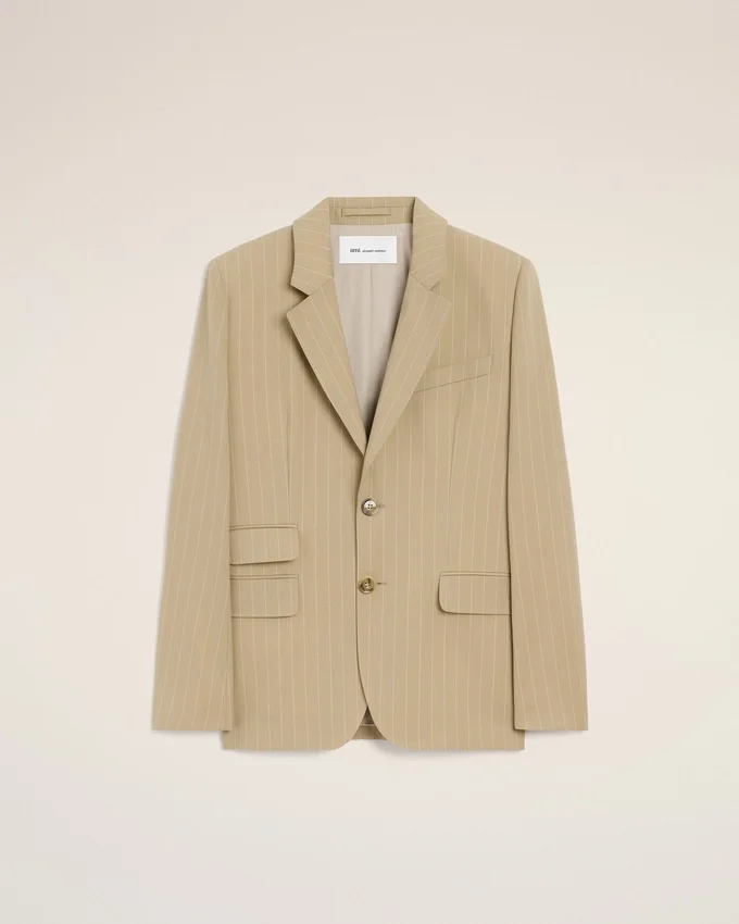 Beige New Wool Single Breasted Boxy Jacket Beige New Wool Single Breasted Boxy Jacket