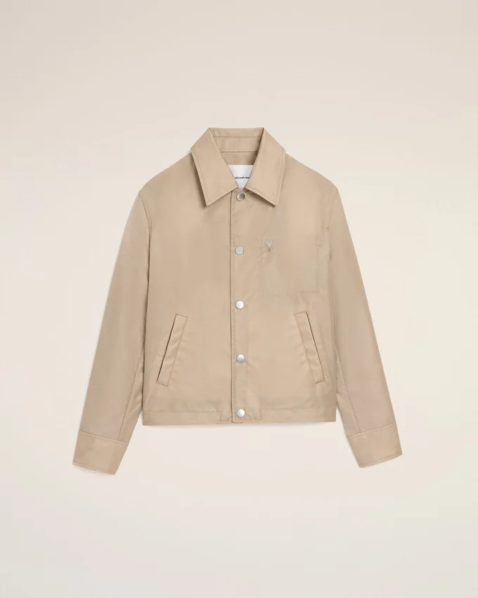 Beige Nylon Ami De Coeur Stud Buttoned Jacket Beige Nylon Ami De Coeur Stud Buttoned Jacket