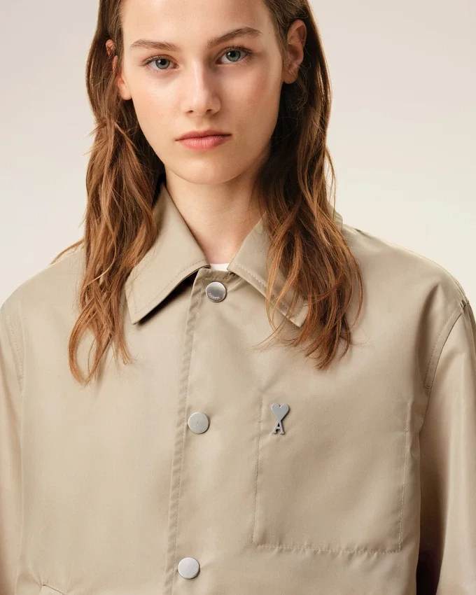 Beige Nylon Ami De Coeur Stud Buttoned Jacket Beige Nylon Ami De Coeur Stud Buttoned Jacket
