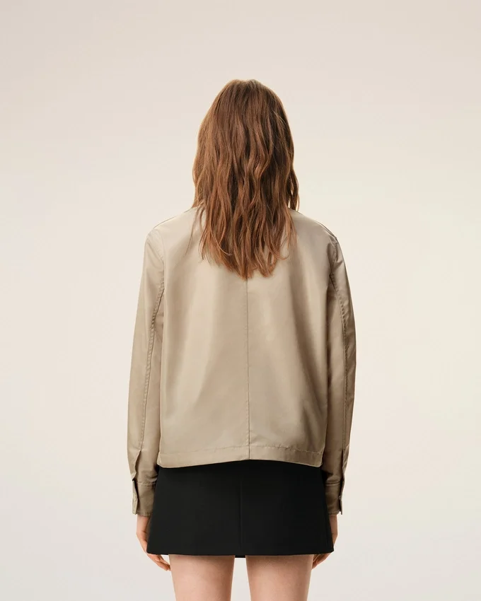 Beige Nylon Ami De Coeur Stud Buttoned Jacket Beige Nylon Ami De Coeur Stud Buttoned Jacket