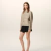 Beige Nylon Ami De Coeur Stud Buttoned Jacket Beige Nylon Ami De Coeur Stud Buttoned Jacket