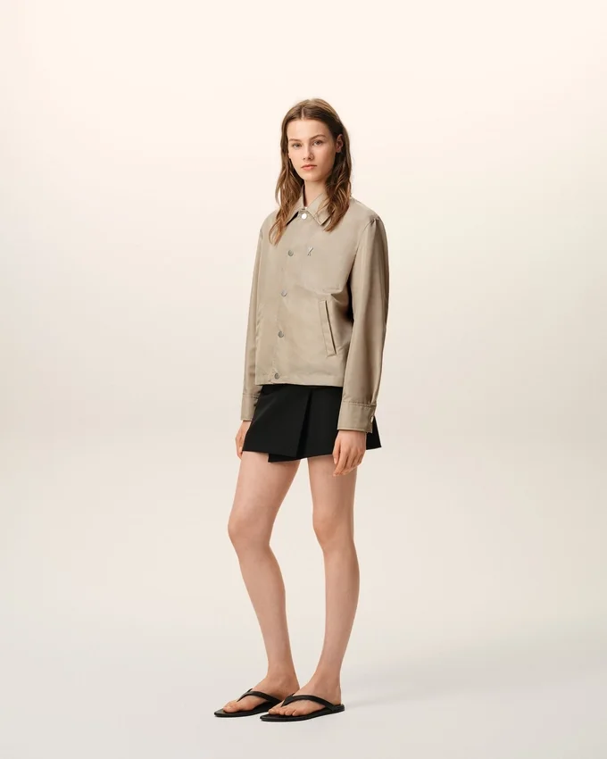 Beige Nylon Ami De Coeur Stud Buttoned Jacket Beige Nylon Ami De Coeur Stud Buttoned Jacket