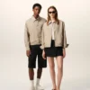 Beige Nylon Ami De Coeur Stud Buttoned Jacket Beige Nylon Ami De Coeur Stud Buttoned Jacket