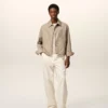 Beige Nylon Ami De Coeur Stud Buttoned Jacket Beige Nylon Ami De Coeur Stud Buttoned Jacket