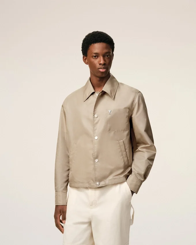 Beige Nylon Ami De Coeur Stud Buttoned Jacket Beige Nylon Ami De Coeur Stud Buttoned Jacket