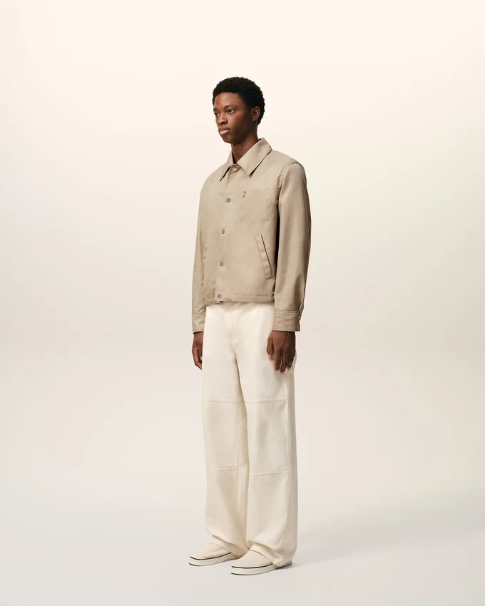 Beige Nylon Ami De Coeur Stud Buttoned Jacket Beige Nylon Ami De Coeur Stud Buttoned Jacket