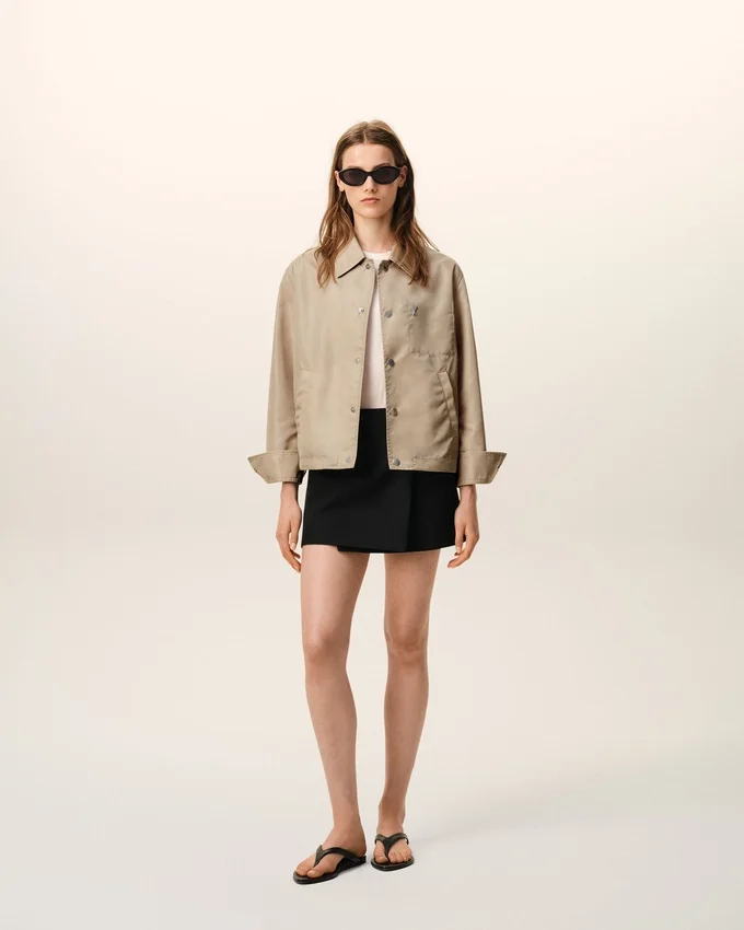 Beige Nylon Ami De Coeur Stud Buttoned Jacket Beige Nylon Ami De Coeur Stud Buttoned Jacket