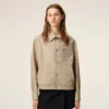 Beige Nylon Ami De Coeur Stud Buttoned Jacket Beige Nylon Ami De Coeur Stud Buttoned Jacket