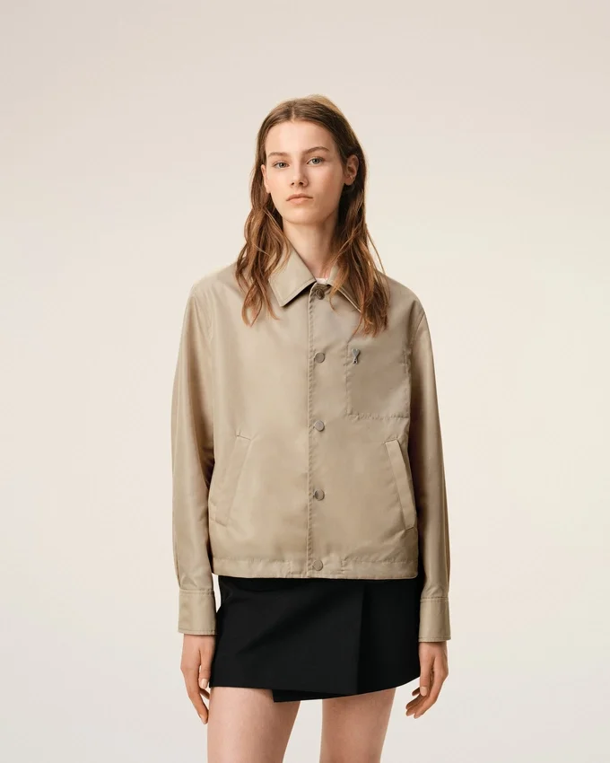 Beige Nylon Ami De Coeur Stud Buttoned Jacket Beige Nylon Ami De Coeur Stud Buttoned Jacket