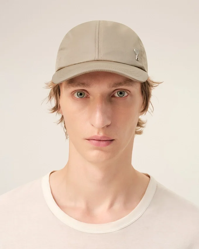 Beige Nylon Ami De Coeur Stud Cap Beige Nylon Ami De Coeur Stud Cap