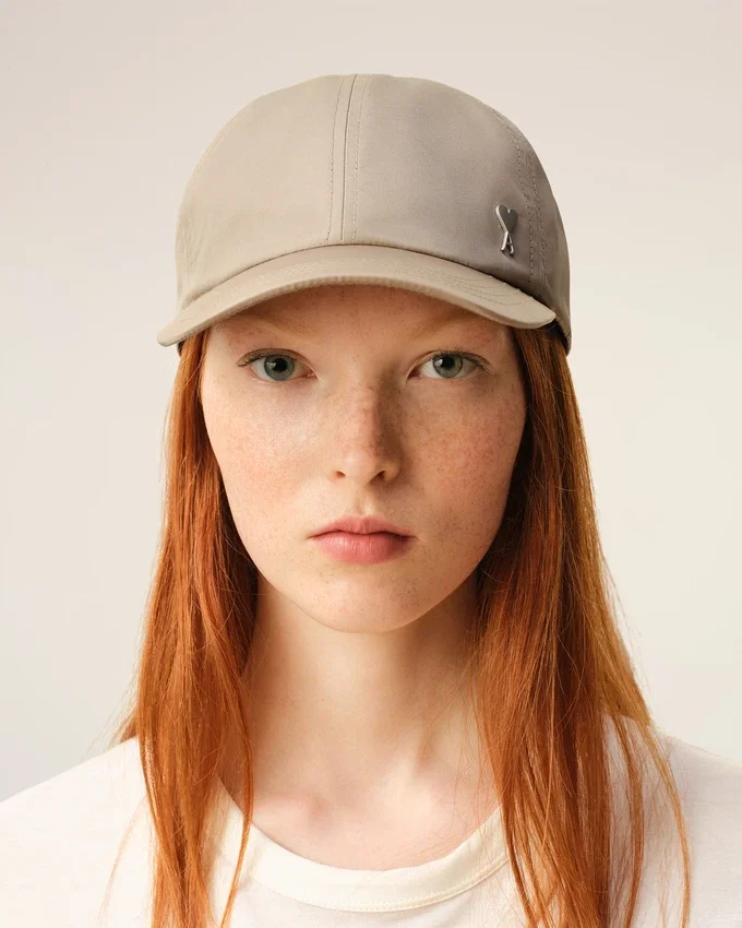Beige Nylon Ami De Coeur Stud Cap Beige Nylon Ami De Coeur Stud Cap