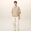 Beige Short Sleeve Embroidered Ami Paris Boxy Shirt