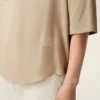 Beige Short Sleeve Embroidered Ami Paris Boxy Shirt