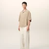 Beige Short Sleeve Embroidered Ami Paris Boxy Shirt