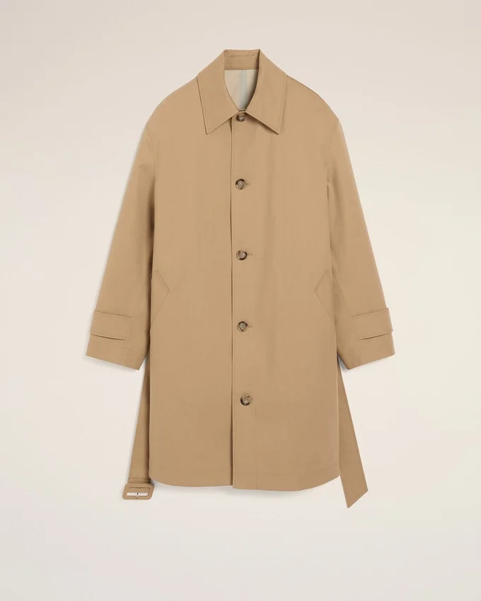 Beige Water-Repellent Cotton Twill Belted Mac Beige Water-Repellent Cotton Twill Belted Mac