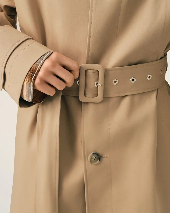 Beige Water-Repellent Cotton Twill Belted Mac Beige Water-Repellent Cotton Twill Belted Mac
