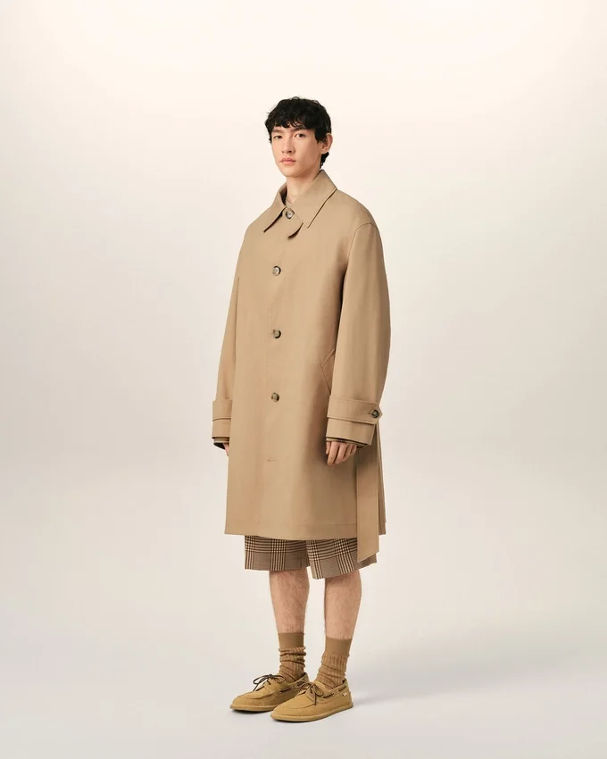 Beige Water-Repellent Cotton Twill Belted Mac Beige Water-Repellent Cotton Twill Belted Mac
