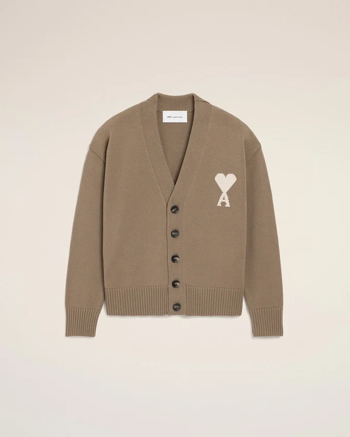 Beige Wool Ami De Coeur Cardigan Beige Wool Ami De Coeur Cardigan