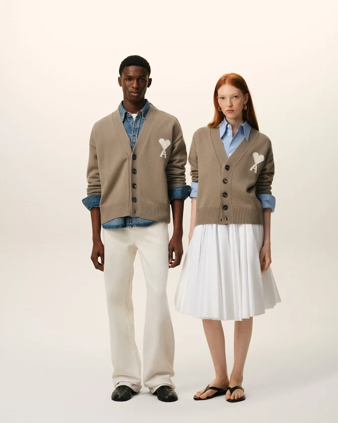 Beige Wool Ami De Coeur Cardigan Beige Wool Ami De Coeur Cardigan