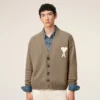 Beige Wool Ami De Coeur Cardigan Beige Wool Ami De Coeur Cardigan