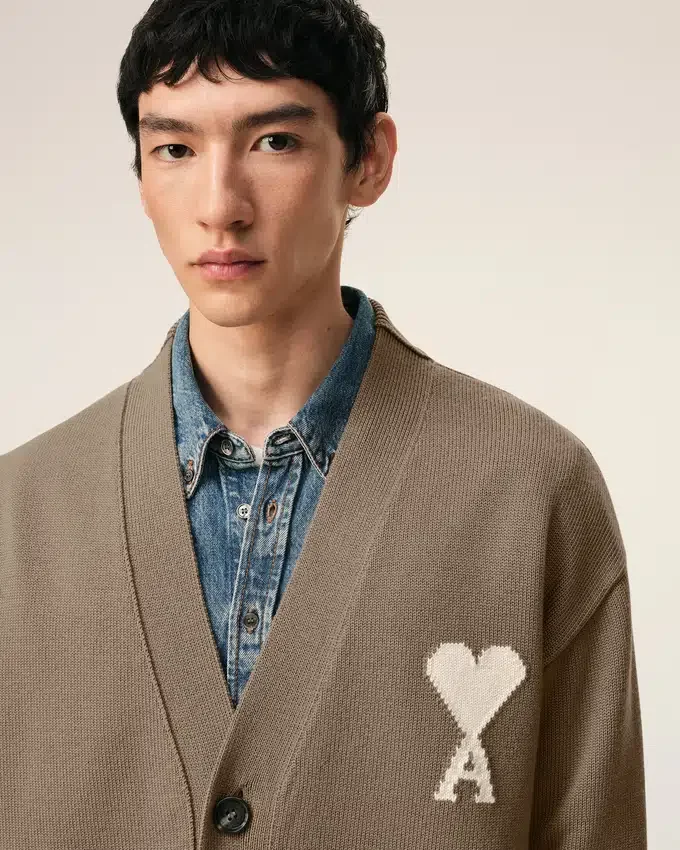 Beige Wool Ami De Coeur Cardigan Beige Wool Ami De Coeur Cardigan