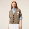 Beige Wool Ami De Coeur Cardigan Beige Wool Ami De Coeur Cardigan