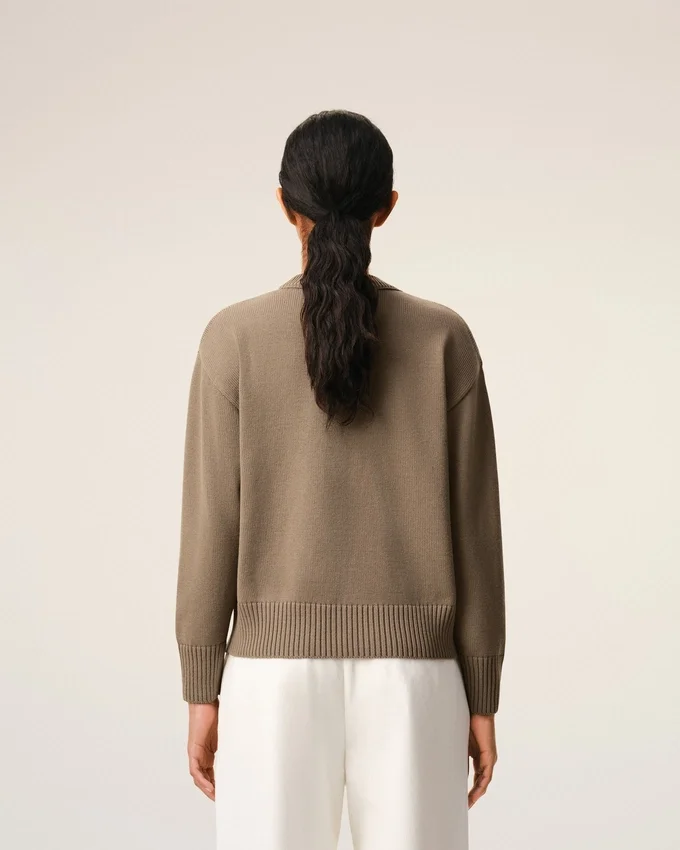 Beige Wool and Cotton Crewneck Ami De Coeur Sweater Beige Wool and Cotton Crewneck Ami De Coeur Sweater