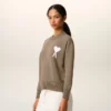 Beige Wool and Cotton Crewneck Ami De Coeur Sweater Beige Wool and Cotton Crewneck Ami De Coeur Sweater