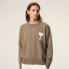 Beige Wool and Cotton Crewneck Ami De Coeur Sweater Beige Wool and Cotton Crewneck Ami De Coeur Sweater