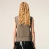 Beige Wool and Cotton Sleeveless Ami De Coeur Sweater Beige Wool and Cotton Sleeveless Ami De Coeur Sweater