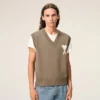 Beige Wool and Cotton Sleeveless Ami De Coeur Sweater Beige Wool and Cotton Sleeveless Ami De Coeur Sweater