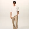Beige Wool Elasticated Waist Trousers Beige Wool Elasticated Waist Trousers