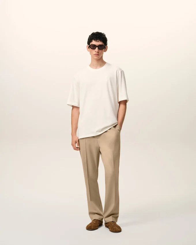 Beige Wool Elasticated Waist Trousers Beige Wool Elasticated Waist Trousers