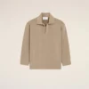 Beige Wool Long Sleeves Polo