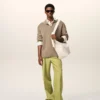 Beige Wool Long Sleeves Polo