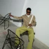 Beige Wool Long Sleeves Polo