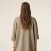 Beige Wool Short Sleeves V Neck Sweater