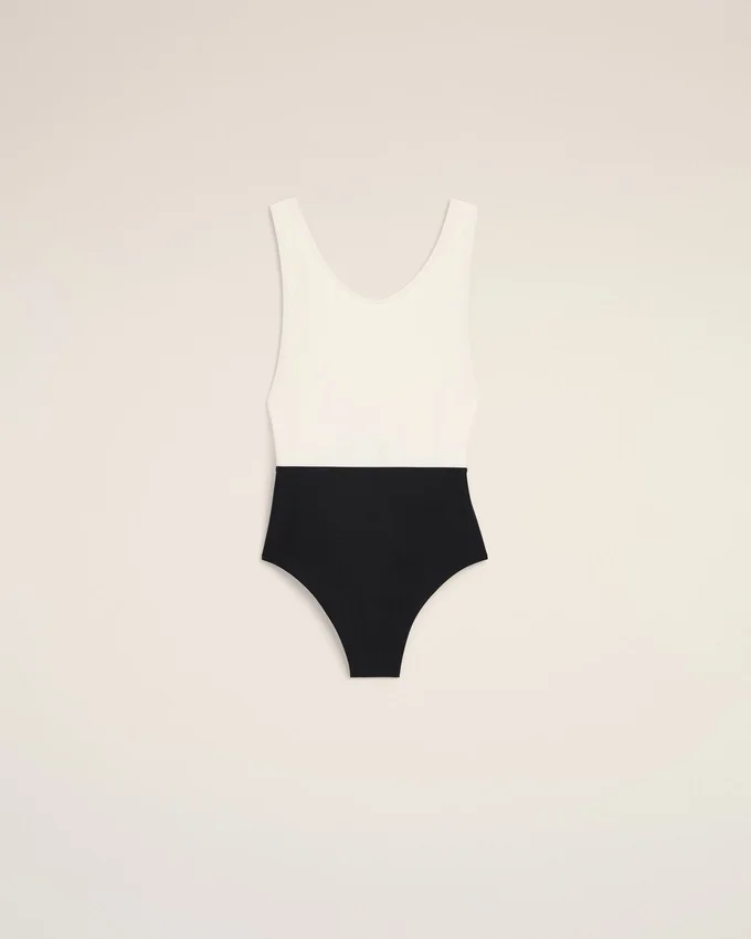 Black and White Nylon One Piece Swimsuit Black and White Nylon One Piece Swimsuit